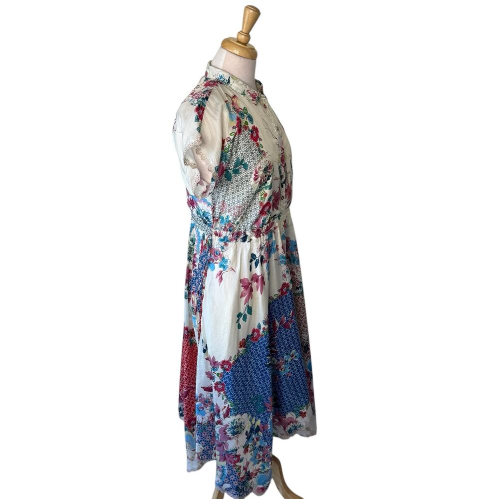 JOHNNY WASs  Lubello Parker Silk Patchwork Shirt Dress Multi Size Small - Picture 7 of 14